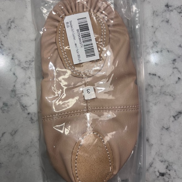 NEW Ballerina Flats Leather Split Sole Dance Shoes, Nude (size 3) - Picture 3 of 3